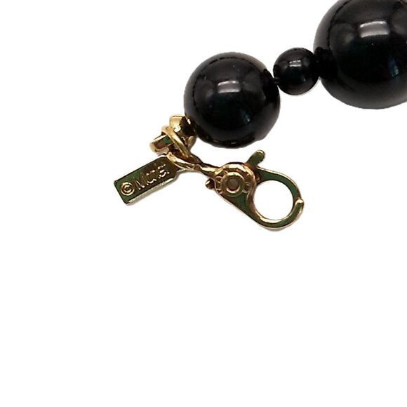 Monet Black Lucite Beaded Gold-tone Accent Necklace Sister Clasp Lightweight NWO - Picture 8 of 9